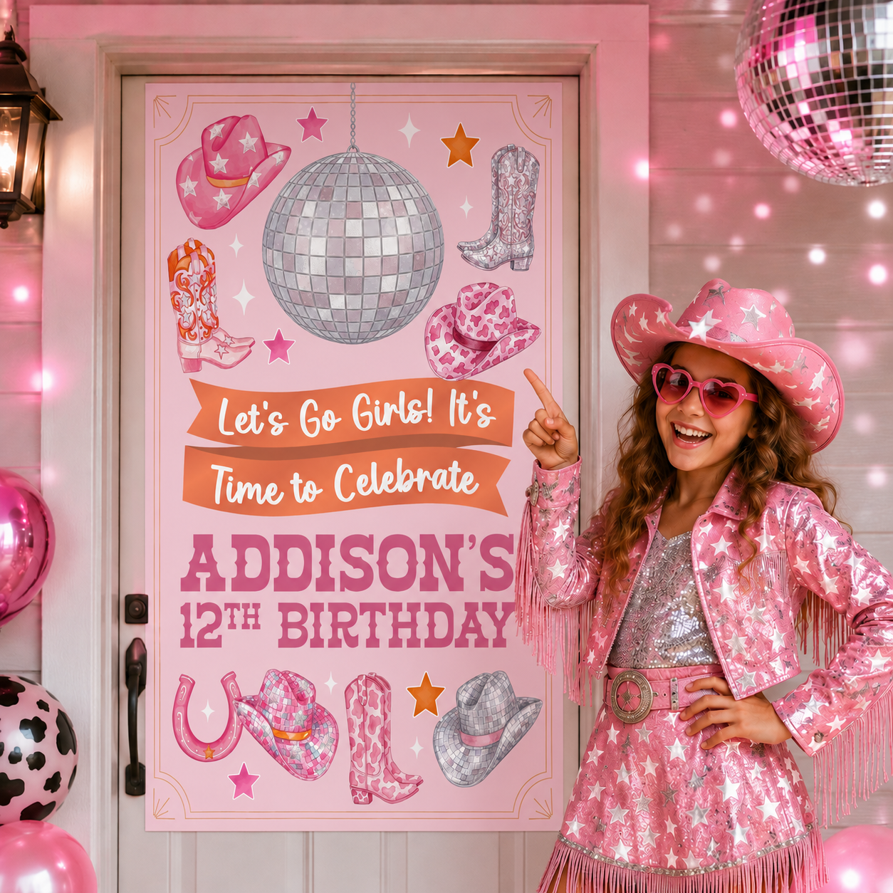 Cowgirl Disco PERSONALIZED Giant Vinyl Keepsake Door Sign